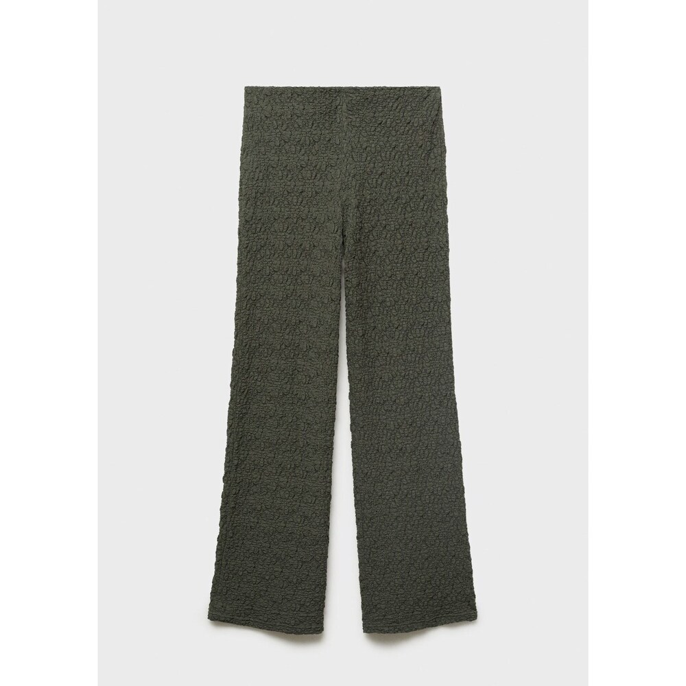 MANGO - Straight textured trousers khaki - L - Woman